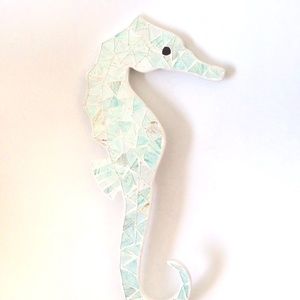 Sky blue Glass seahorse hanging wall decor